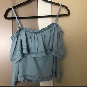 Free People Chambray Off Shoulder Top Size XS